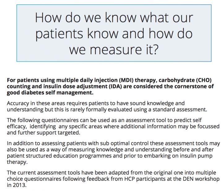 Carb Counting And Dose Adjustment Assessment Tool For People With Diabetes